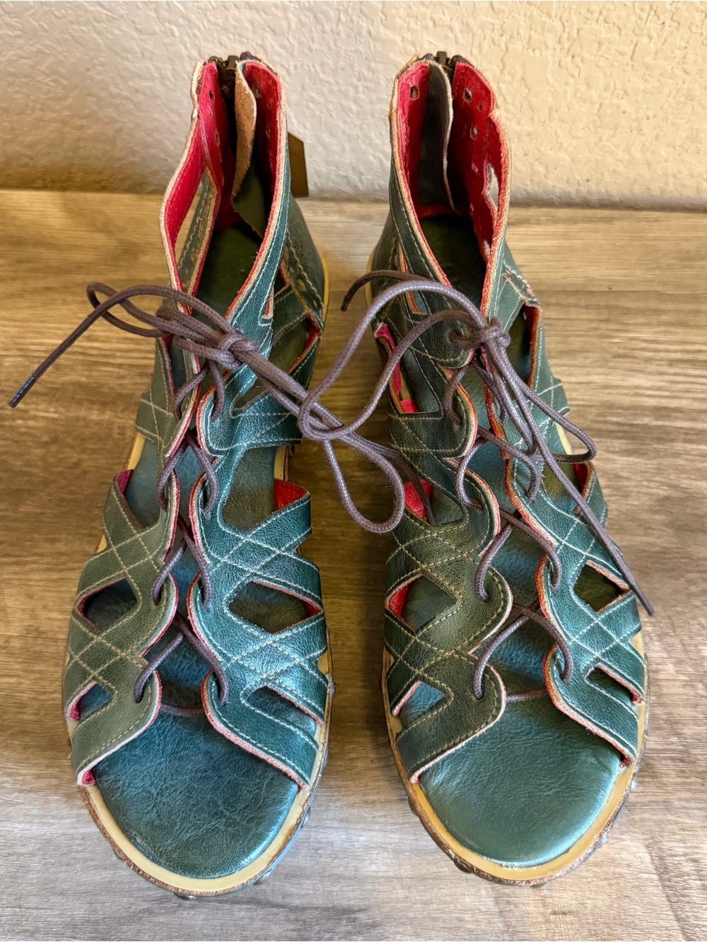 NWT Bed Stu Shirin Wooden Platform Leather Sandals Womens Size 10 - Picture 5 of 16